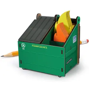Pencil Holder with Flame Note Cards, 3 compartments for Desk and Office Supplies