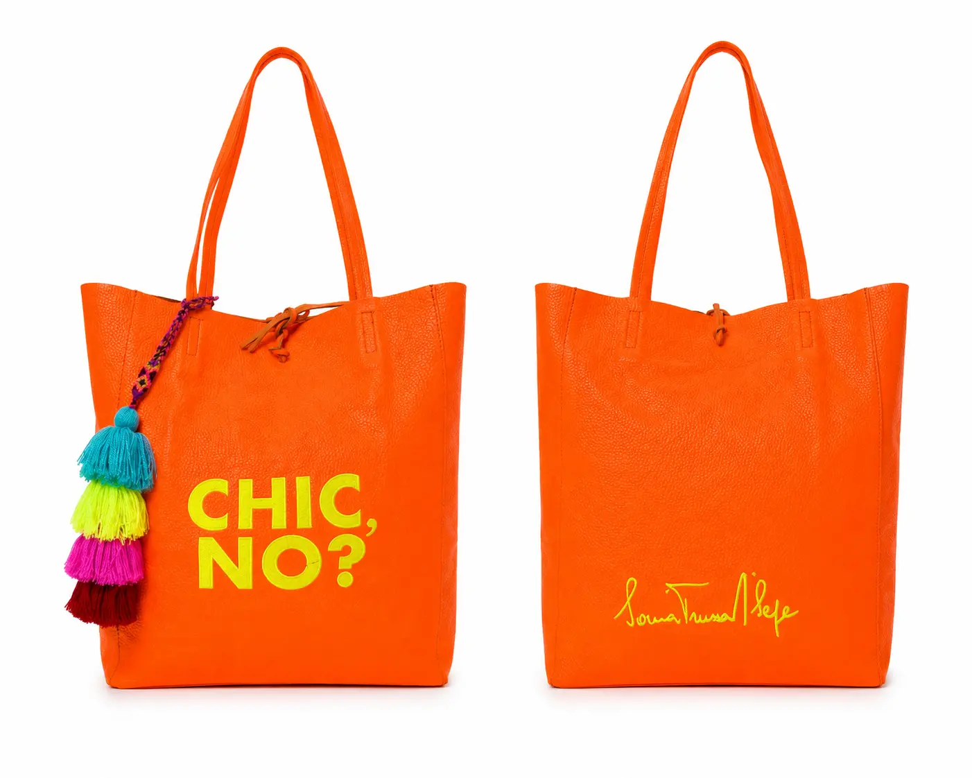 Stella orange leather  Tote Bag | Handmade in Italy
