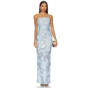 Bronx and Banco Farah Ocean Blue Sequin Maxi Dress in Ocean Blue Multi
