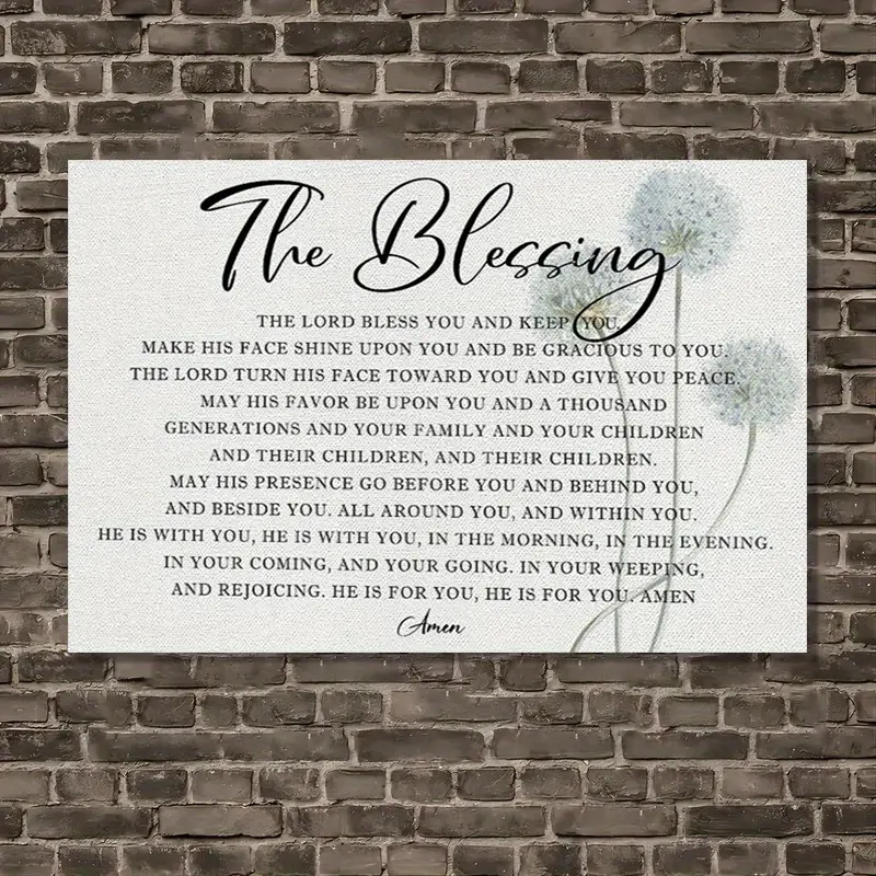 1pc Framed Canvas Poster - Religious Christian Blessing Scripture & Bible Verse Lyrics Wall Art - Ready-to-Hang Faith Decor for Wardrobe,Kid Room,Balcony,Bathroom - Durable Elegant Typography Home Decor - Christian Gift