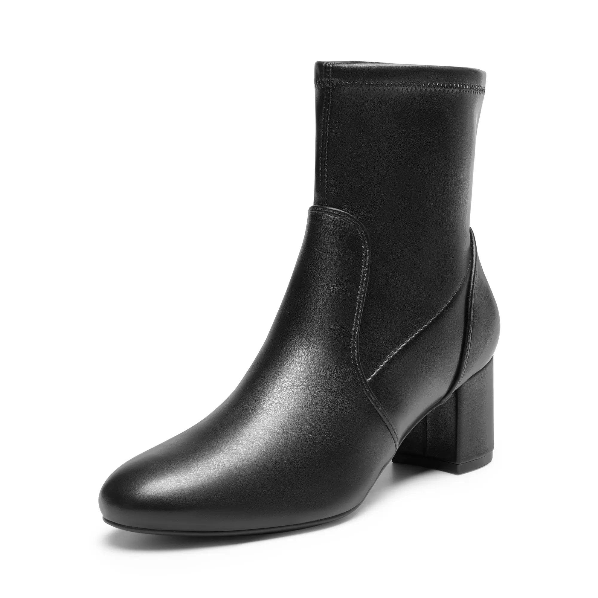 DREAM PAIRS Women's Faux Leather Classic Chelsea Ankle Booties - Low Heel, Lug Sole, Platform, Vintage Modern Casual Footwear, PU/Suede, Slip On, Comfortable, Gore-Easy Entry, Latex Pad, Fall Walking, Cool Girl Aesthetic