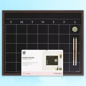16.75x20.75 Wood Frame Chalkboard Calendar - Erasable Monthly Calendar, Home Office Decor, U Brands