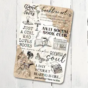 Neutral Boho Vintage Cottagecore Holographic Cardstock Clear Case Insert for Kindle | Romance Book Lover Gift | Bookish Stickers for Kindle | Kindle Decorating Accessories | Booktok Smartphone Aesthetic Cover | Torn Page