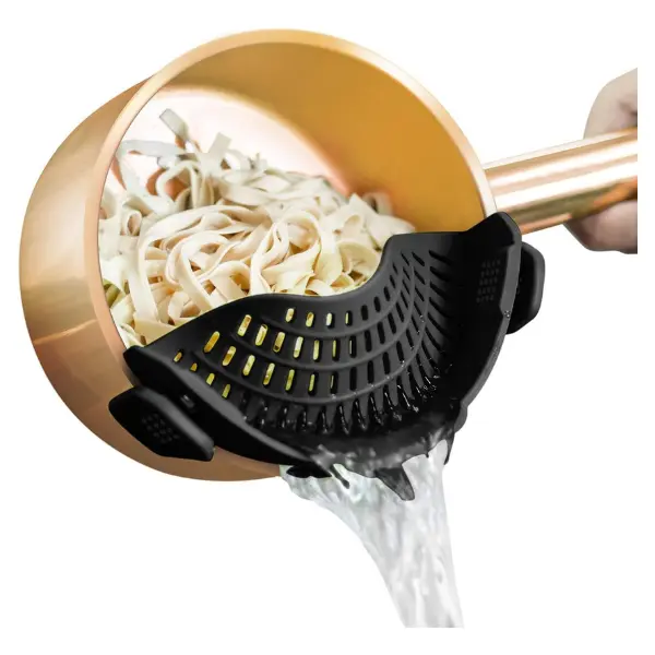 Clip On Strainer Silicone for All Pots and Pans, Pasta Strainer Clip on Food Strainer for Meat Vegetables Fruit Silicone Kitchen Colander (Multicolor)