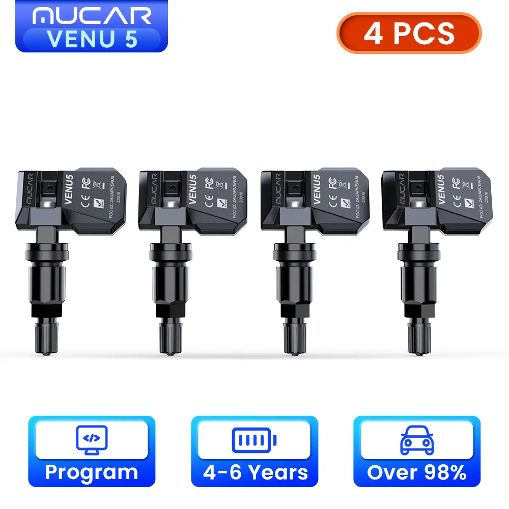 【summerfinds】MUCAR Venu 5, TPMS Sensors Set of 4, Tire Pressure Sensor 2 in 1 (315MHz + 433MHz) ,Third-party Tools Support Activation/Learning/Matching, Press-in OE Sensor Only Programmable by  T261
