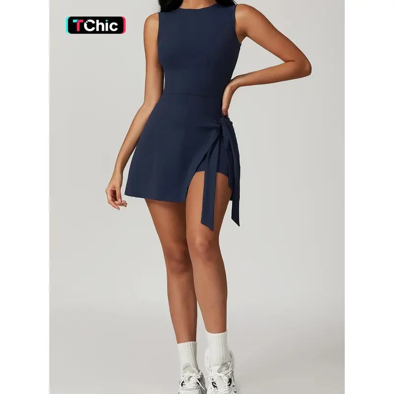 Women's Solid Cut Out Backless 2 in 1 Sports Dress, - TikTok Shop Women's Solid Cut Out Backless 2 in 1 Sports Dress, - TikTok Shop