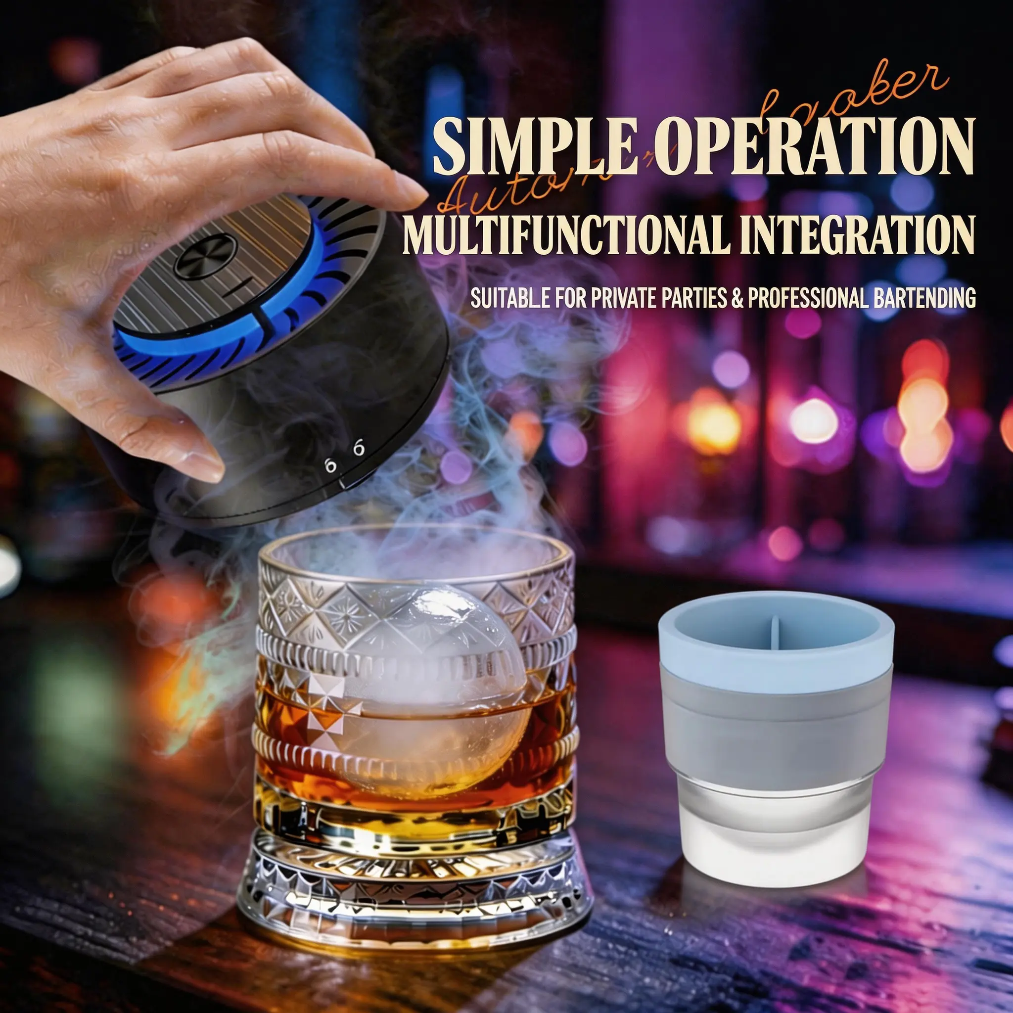 Portable Electric Whiskey Smoker Kit - Thick, Safe Wooden Chip Drink Smoker with Engraved Spinning Whiskey Glasses, 2s Ignition, 6 Flavors, Cleaning Utensils, USB Charger, Ideal Bar Accessory Gift for Men, Cocktails