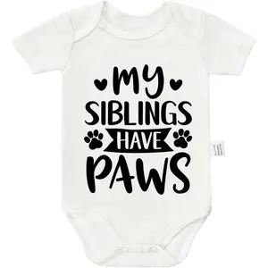 My Siblings Have Paws Bodysuits, Gender Neutral Baby Clothes, Must Haves for First Time Mom Newborn Gifts 0-24 Months