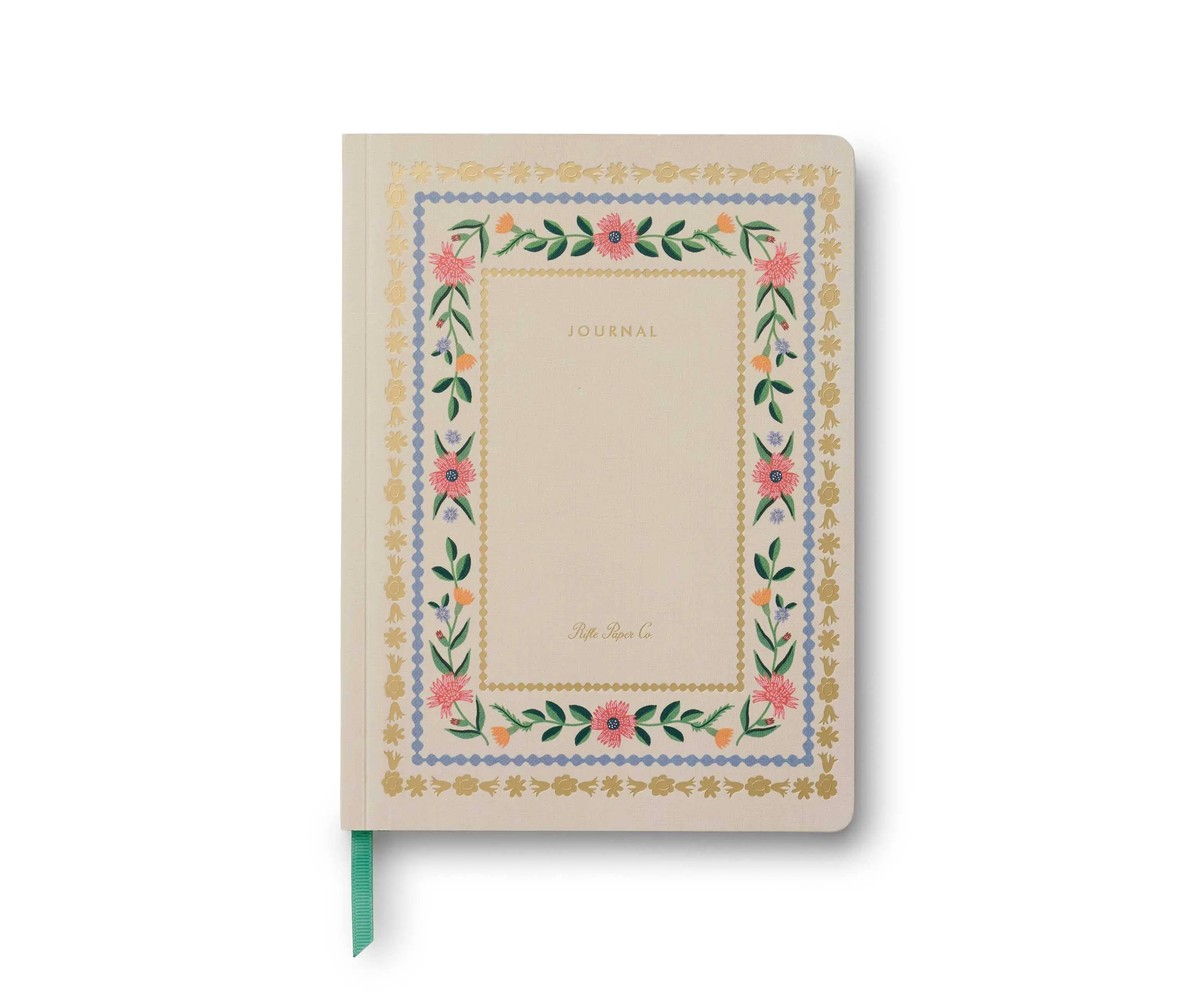 RIFLE PAPER CO Aster Lightweight Softcover Journal - Office Stationery with Gold Foil Accent, Grosgrain Ribbon, 150 Lined Pages, 6.25in W × 8.5in L Acid-Free Sheets, Notebook for Work