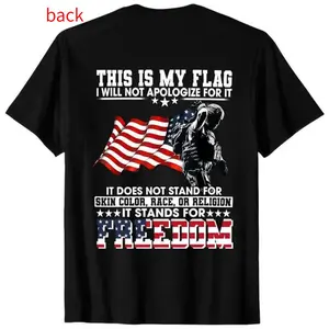 Vintage Patriotic American Flag & Soldier Print T-Shirt - Unisex Casual Tee with Bold "Stand for Freedom" Slogan, Regular Fit Short Sleeve Shirt for Men & Women - Ideal Gift for Dad, Mom, Friends, American Flag Clothes