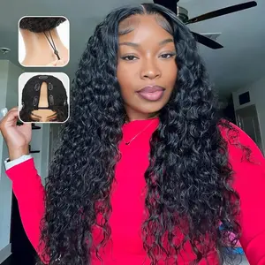 【Bye Bye Slip】 Bling Hair Deep Wave Wig V Part Human Hair Wigs with Drawstring Ready To Wear Invisible Knots Wig for Beginners Friendly All Day Secure