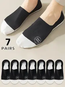 Men's Colorblock Waffle Knit Invisible Socks, Casual Comfy Breathable Fabric Socks for Daily Wear, Multipack Knit Socks for All Seasons, Socks Pairs, Socks Set, Socks Ankle, Sock Sets
