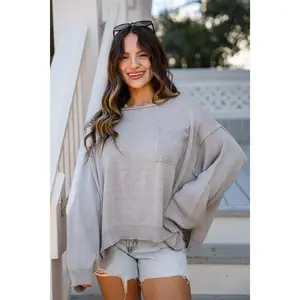FINAL SALE - Time Will Tell Oversized Grey Sweater