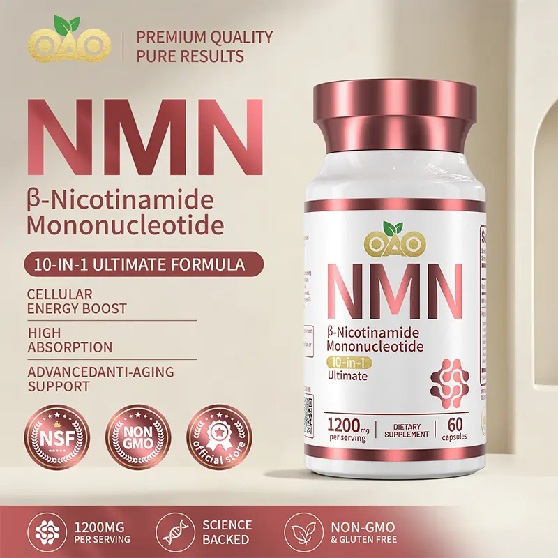 OAO NMN Supplement Complex 1200mg Per Serving | 10-in-1 NAD+ Precursor with Trans-Resveratrol, Glutathione, Astaxanthin & CoQ10 | Supports Anti-Aging, Cellular Energy & Antioxidant | 60 Vegan Capsules