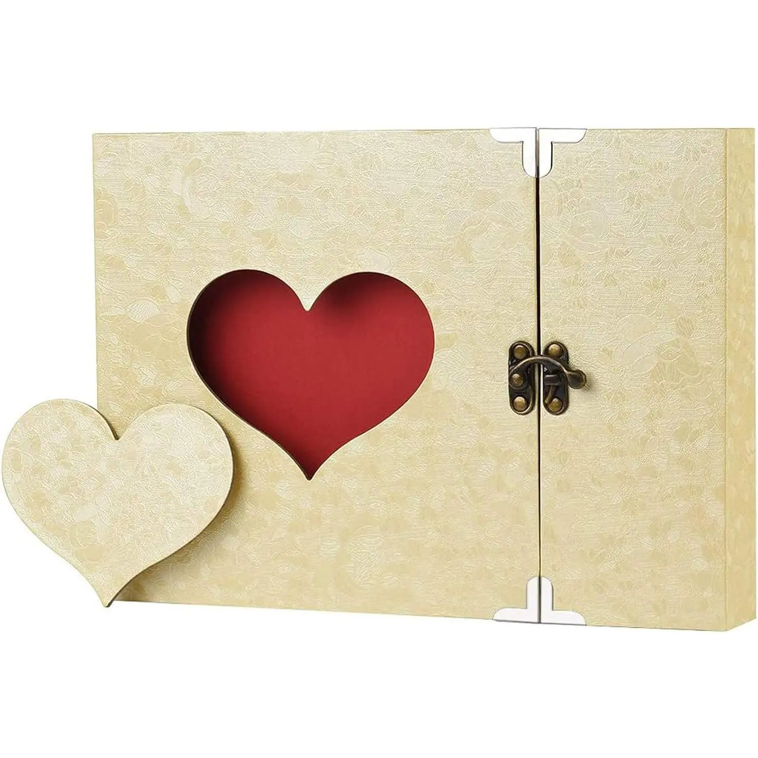 AIOR Scrapbook Album 60 Pages Hardcover Vintage Heart Scrapbook with Photo Corners DIY Scrap book Photo Album for Anniversary, Valentine's Day, Christmas, Mother's Day,