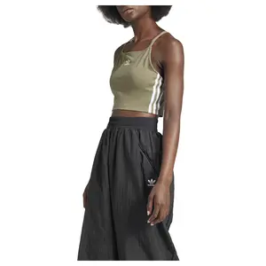 adidas Womens Adicolor Cropped Square Neck Tank  Casual Crop Top - Green