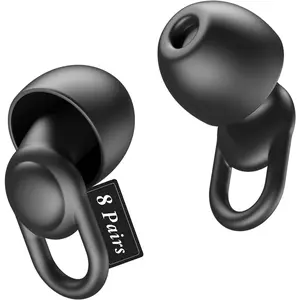 Silicone Ear Plugs for Noise Reduction - Reusable Soft Comfortable Earplugs for Sleeping,Noise Sensitivity & Flights -16 Ear Tips in XS/S/M/L, with 2 Travel Boxes - 33dB Noise Cancelling (Black)