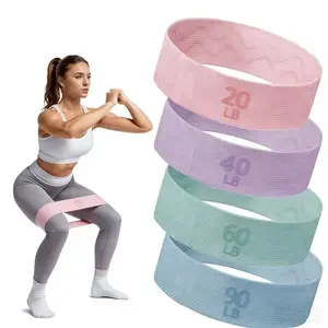 4 Piece Textile Resistance Bands, Leg and Hip Training, Yoga Pilates Rehabilitation Fitness Elastic Bands, Workout Equipment