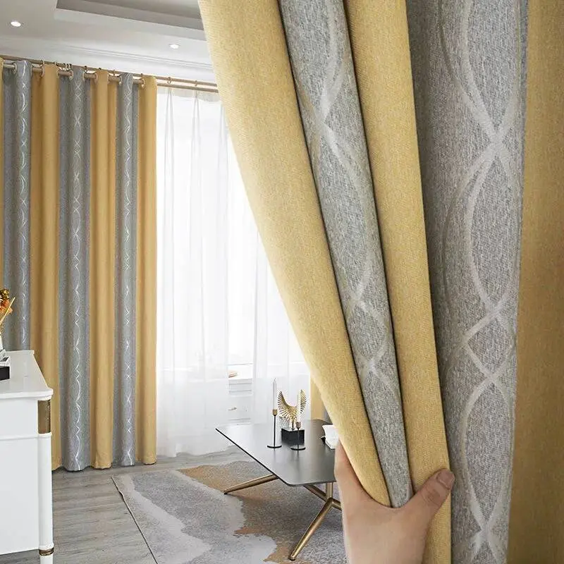 1pc Modern Minimalist Striped Sunshade Cotton Linen, Thickened Light Blocking Home Decoration Window Curtain Drapes for Living Room Bedroom Balcony