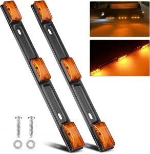 Nilight 9 LED Marker Tail Trailer Light Bar 14.2Inch 2 PCS Amber Clearance Identification Running Marker ID Rear Stainless Steel Bracket for 12V Pickup Truck Trailer RV Boat  dealsforyoudays