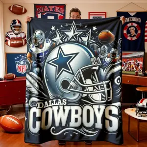 Dallas Cowboys American Football Flannel Blanket, Soft Lightweight Warm, Bedroom Holiday Decor, Bed Sofa Office Camping Travel Gift