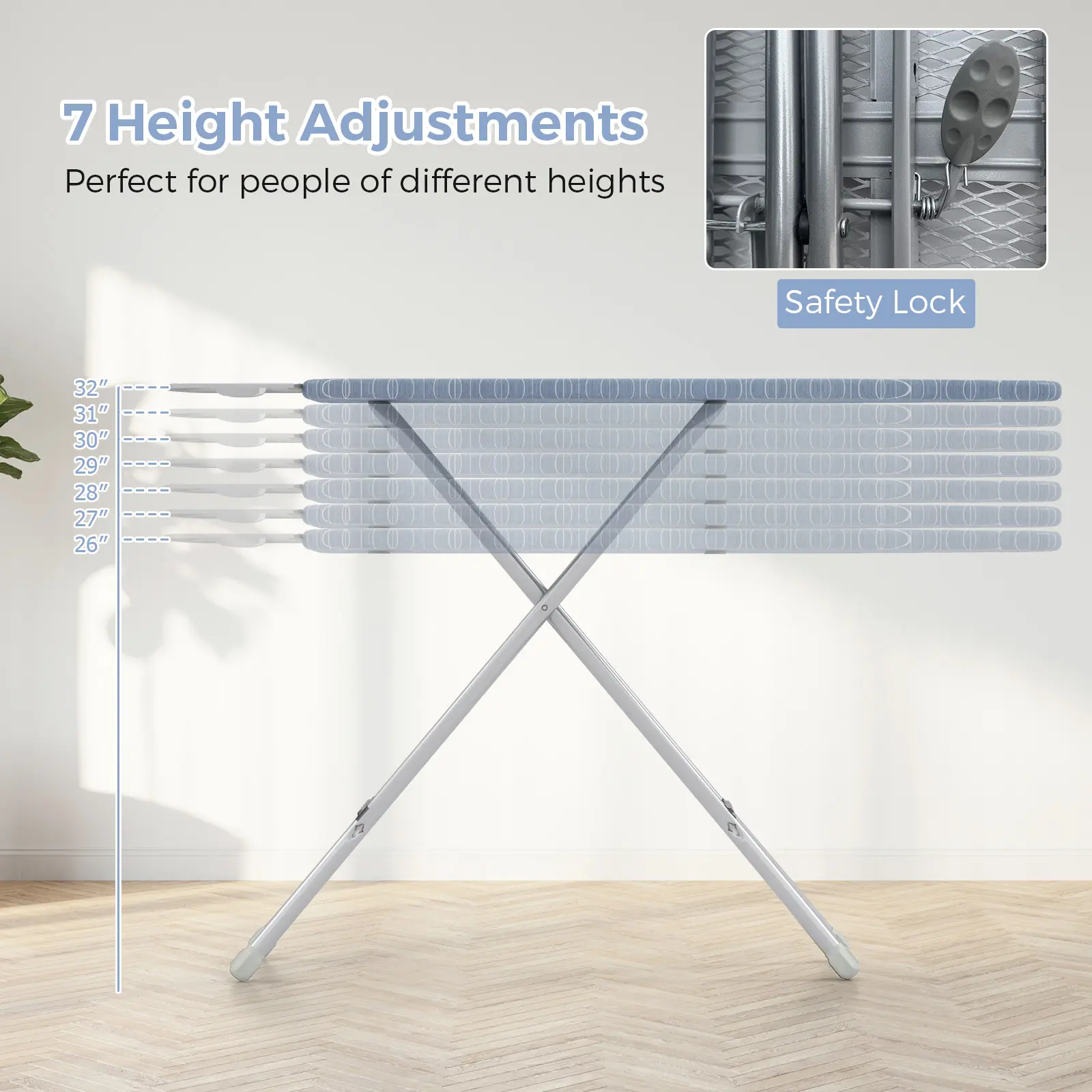 COSTWAY - 48 Inch x 13.5 Inch Ironing Board with Iron Rest for Home-Gray