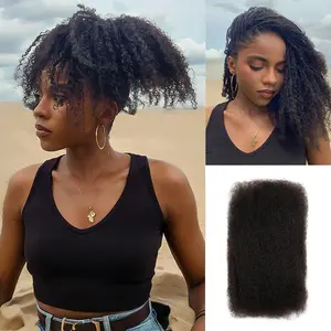 FASHION IDOL Afro Kinkys Bulk Human Hair for Twist Dreadlock Extensions Loc Repair Braiding Mini Twist Afro Kinky Human Hair for Locs 1 Pack 50 Gram 1.8 Oz Soft 100% Human Hair