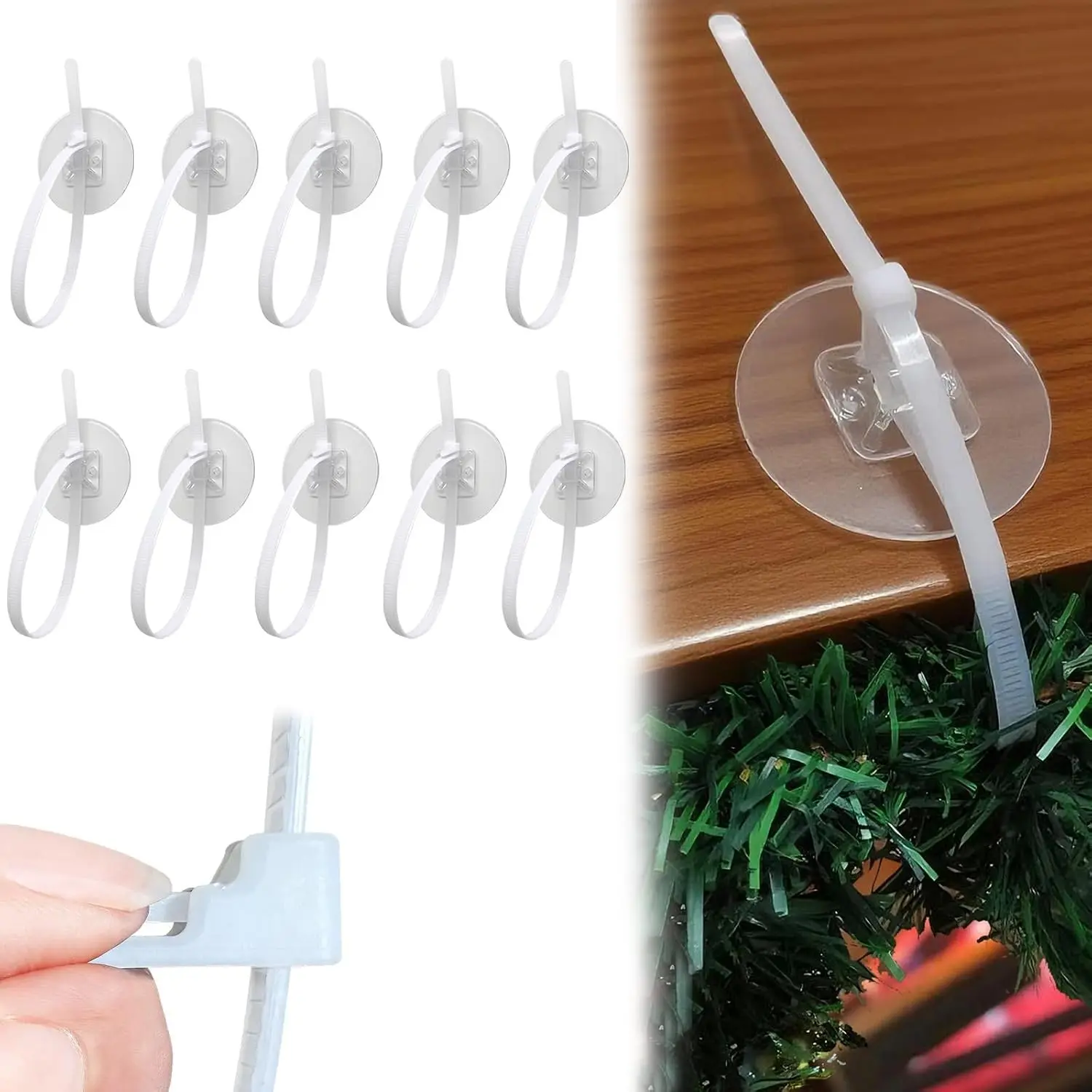 10 PCS Easter Mother's Day Adjustable Garland Hangers Round Adhesive Releasable Hook Clips Wreath Holder for Mantle Fireplace Door Frame Furniture