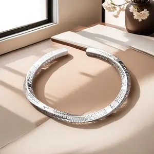 Solid Silver s999 bracelet Sterling Silver bracelet Men's open bracelet can be freely adjusted size send boyfriend send dad birthday holiday gift Silver weight 23 g /0.81 oz