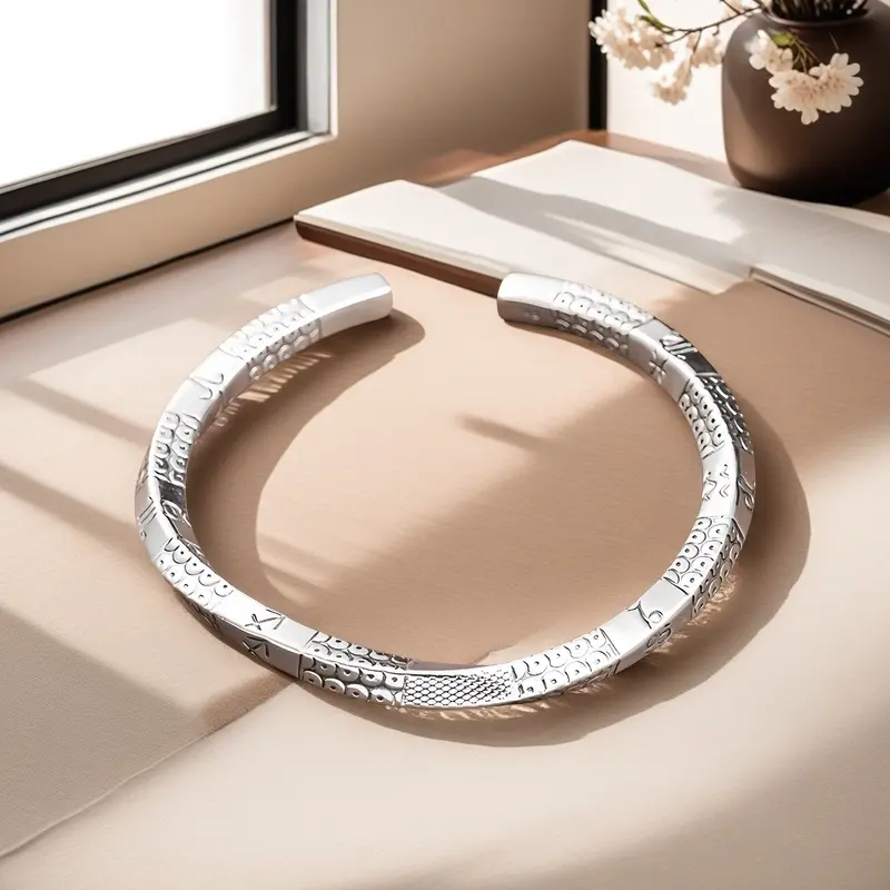 Solid Silver s999 bracelet Sterling Silver bracelet Men's open bracelet can be freely adjusted size send boyfriend send dad birthday holiday gift Silver weight 23 g /0.81 oz