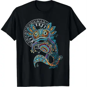 100% Cotton Axolotl Art Aztec Mexico Mexican T-Shirt