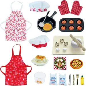 28Pcs Christmas Elf Accessories Set – Baker Outfit & Mini Baking Props for Elf Dollhouse – Fun Elf Clothes & Gifts for Kids