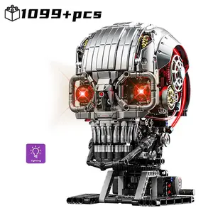 Mechanical Skull Design Building Blocks Set, Creative Technical STEM Educational Toys, DIY Assembly Bricks for Adults & Teens, Halloween, Building Blocks Kit