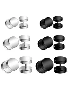 6 Pairs Round Stud Earrings, Stainless Steel Piercing Jewelry for Women Men for Daily, 4/6/8mm, Minimalist Earrings