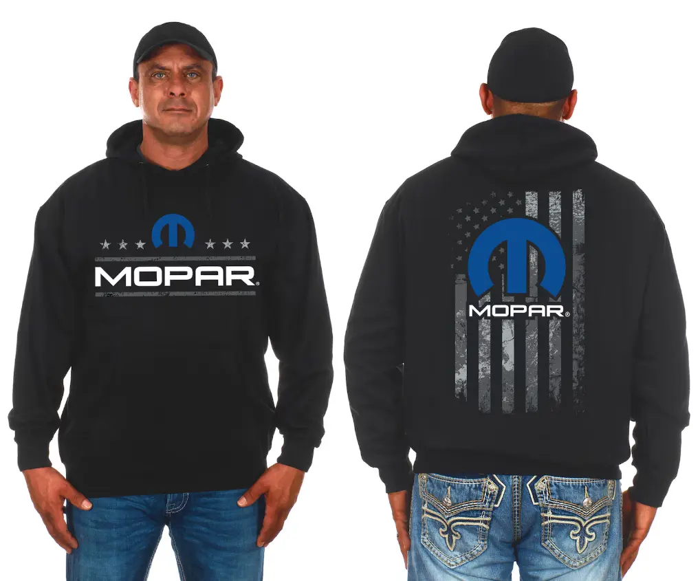 JH Design Men's Mopar Pullover Hoodie American Flag 2 Sided hoodie