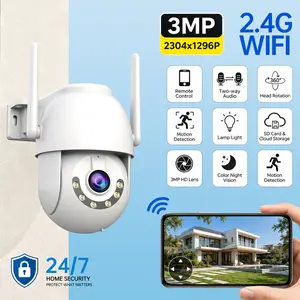 【JOOAN 2K Outdoor / Indoor Waterproof Wireless WiFi Security Camera 】360° PTZ Rotation, IP66 Waterproof, Motion Detection Alarm, Color Night Vision, Two-Way Audio, 24/7 Live View, Perfect for Home, Yard, Garage, Apartment Smart Home Surveillance Camera