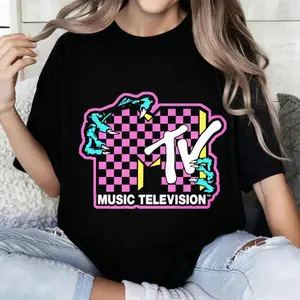 100 Percent Cotton Retro 80s Style T-Shirt With Mtv Music Television Logo Design Perfect For Casual Wear And Summer Outfits Ideal Gift For Music Lovers And Pop Culture Enthusiasts