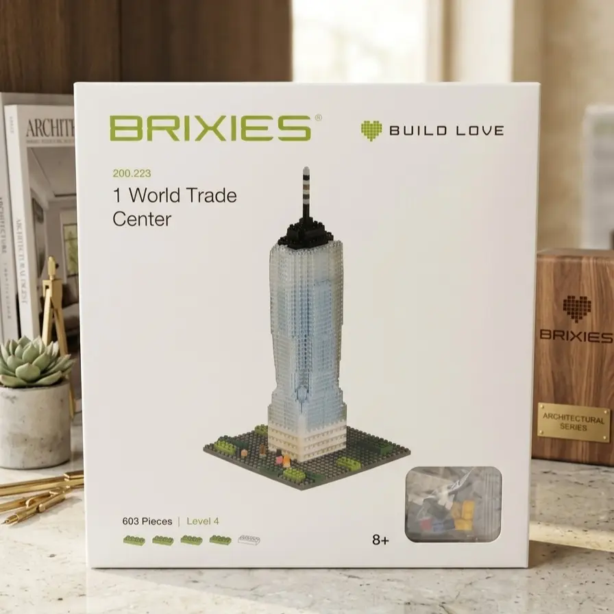 BRIXIES 1 World Trade Center Micro Building Blocks Set - 603-Piece Architecture Model Kit, Detailed Replica, Level 4 Difficulty, Ages 8+, Unisex