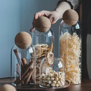 3-Piece High Borosilicate Glass Set with Wooden Lid, Suitable for Coffee Beans, Tea, Spices, Kitchen and Camping Use, Food Storage Jars, Glass Food Containers