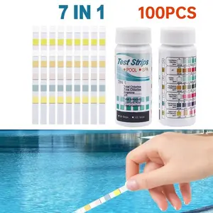 100-Count Multi-Purpose Pool Swimming Pool and SPA Test Strips,Hot Tub Test Strips 7 in 1-Accurate Tests for pH, Hardness, Total Chlorine,Total Alkalinity, Cyanuric Acid and Bromine
