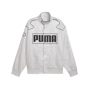 PUMA Mens Archive Seasonal Relaxed Racer Jacket Athletic Outerwear Casual - Grey