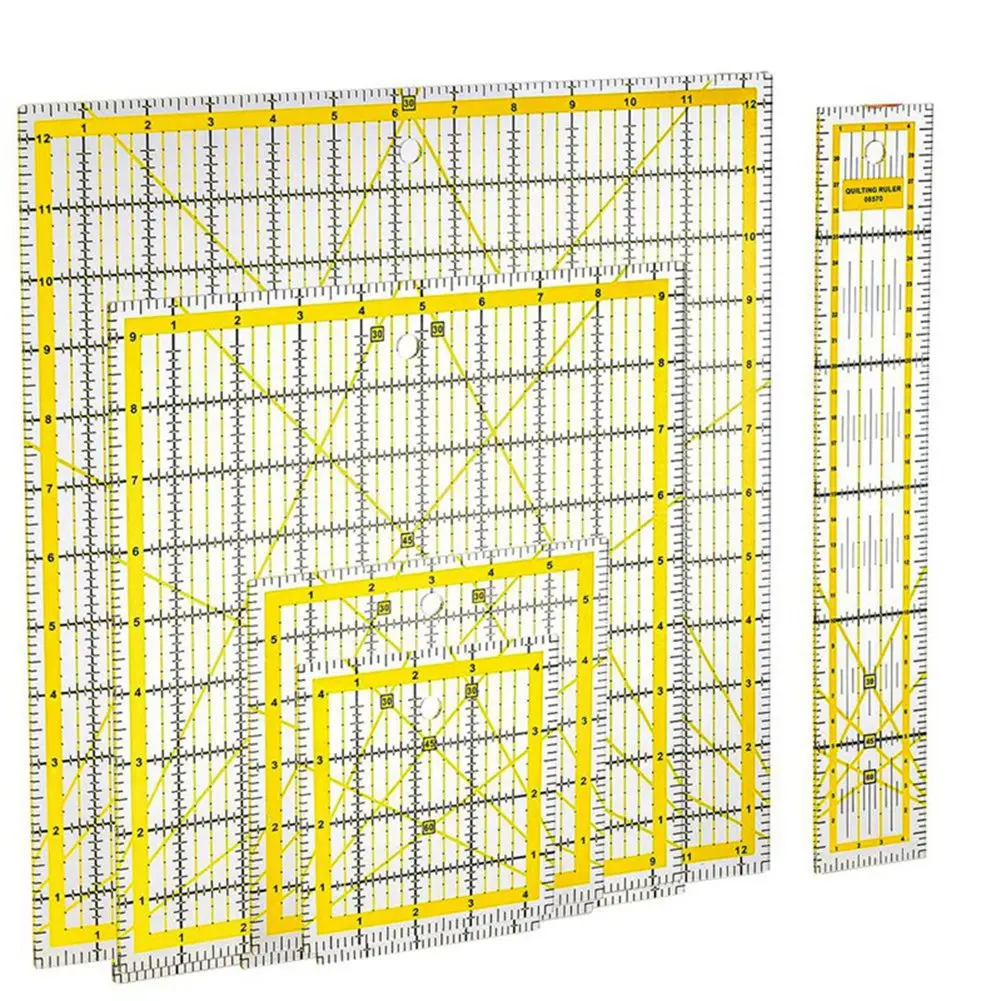 5 Pack Acrylic Quilting Ruler, Square Acrylic Quilter Ruler Fabric Cutting Ruler Clear Mark Acrylic Ruler