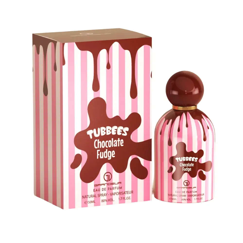 Tubbees Chocolate Fudge Eau De Parfum by Grandeur - 1.7oz/50ml Unisex Natural Kids' Perfume - Chocolate Fragrance, Delicious Scent, Sweet Aroma, Vanilla Absolute Warmth, Single Item