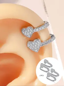 Elegant Zircon Heart Earrings Set, Non Piercing Earrings, Stainless Steel & Metal Coating, Perfect Jewelry Gift for Women, High Quality Earrings