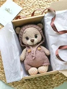 Boho Handmade Bear Crochet, Crochet Bear Plushie, Tiny Teddyy Bear Crochet, Amigurumi Teddy Bear Crochet