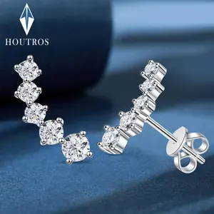 Real D Color Moissanite Diamond Earrings GRA Certified 925 Sterling Silver Sparkling Smile Stud Earrings for Women Jewelry Gift