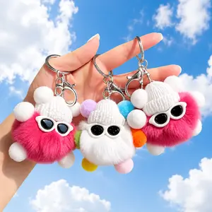Cute Monster Plush Keychain for Girls, Cute Fluffy Monster Bag Charm with Sunglasses | Aesthetic Purse Accessory, Cute Backpack Charm, Furry Keyring Gift for Women Teens