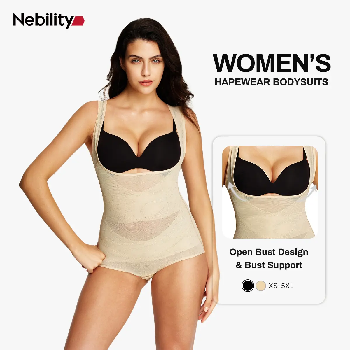 [MAX] Nebility Women's Mesh Breathable Shapewear - Basic Faja, Sleeveless High Waist Compression, Minimalist Comfort Body Shaping Underwear Firm Tummy Control Airslim Bodysuit summerwins