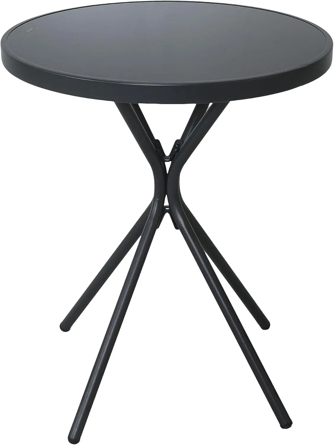 Eorthex 23" Round Outdoor Side Table - Tempered Glass Top, Sturdy Iron Frame, Compact Portable Patio Bistro Table for Outdoor or Home Use, Outdoor Side Tables