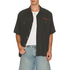 Junk Food Budweiser King Of Beers Camp Shirt in Vintage Black